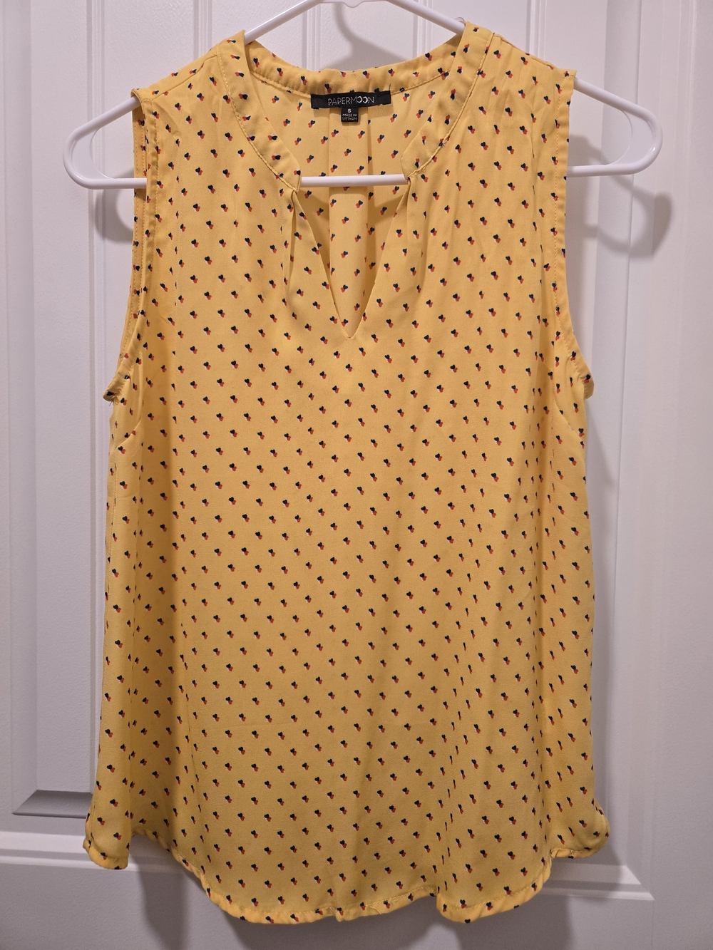 Papermoon Yellow Sleeveless Camisole with Tiny Hearts Print